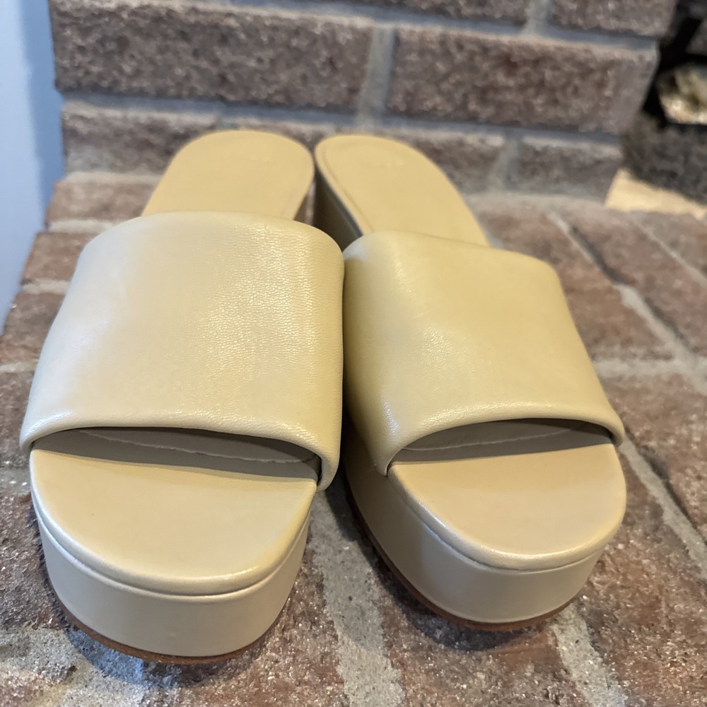 Vince Womens Margo Slip On Chunky Platform Block Heel Sandal Size 8.5 Tan #175 - Picture 13 of 16